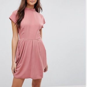 ASOS Cap Sleeve High Neck Tulip Mini Dress